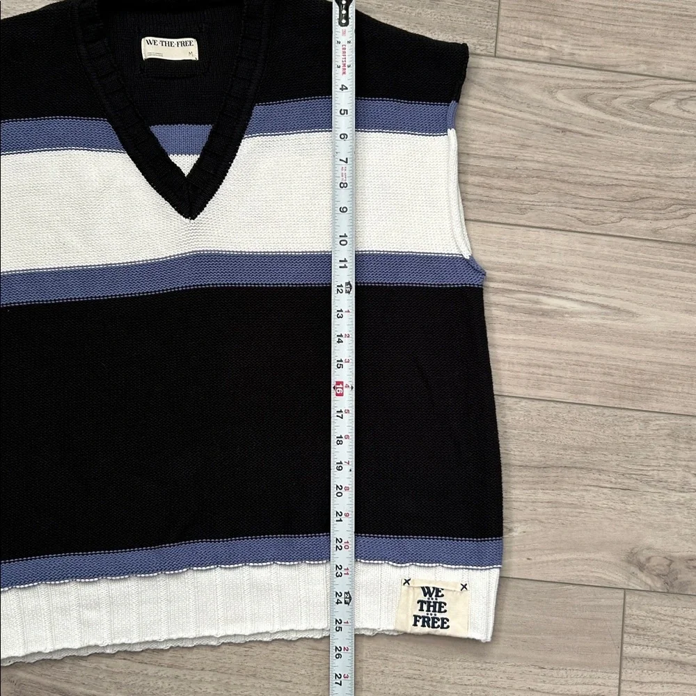 We The Free Free People Tommi Striped Sweater Vest Black White Purple M - Picture 13 of 13